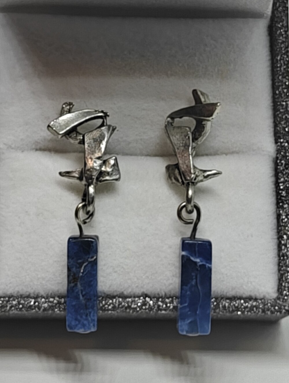 Modernist signed Osmose dangling earrings